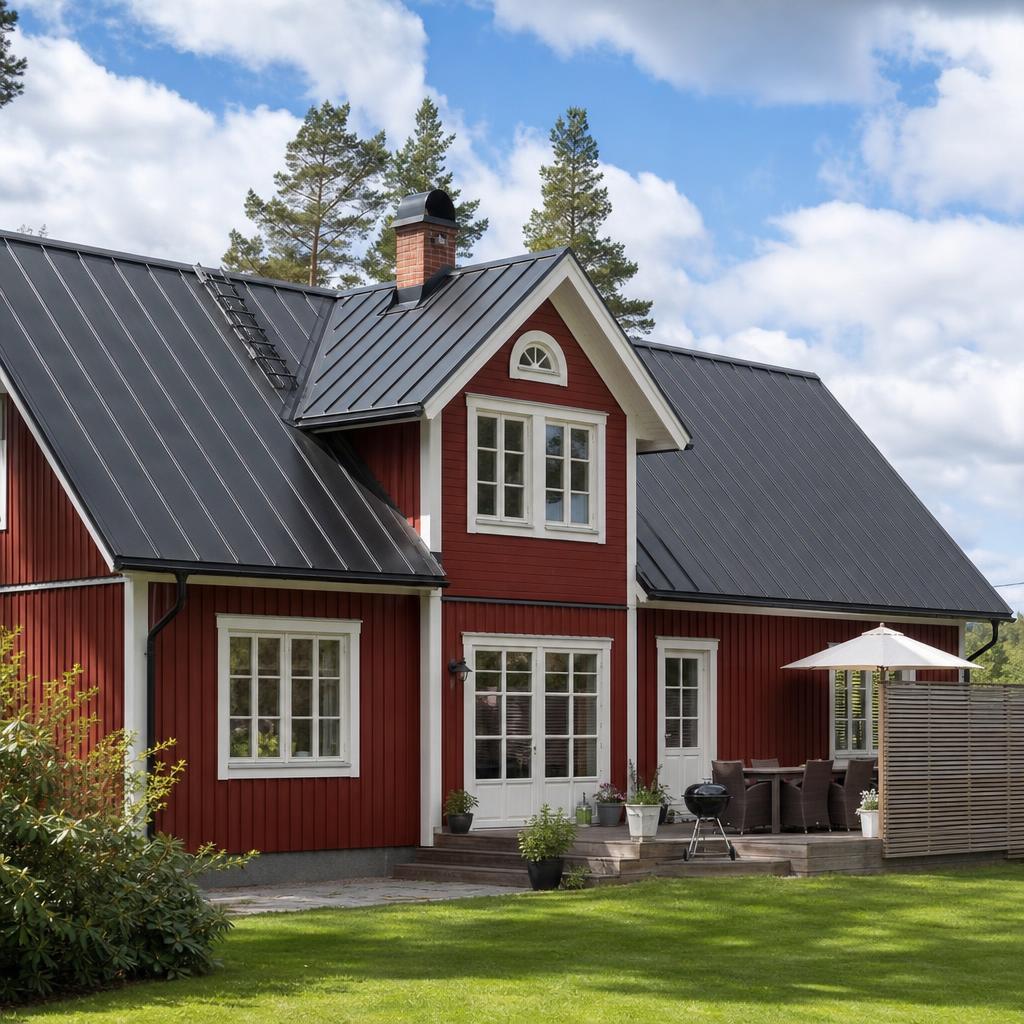 Villa med nytt plåttak